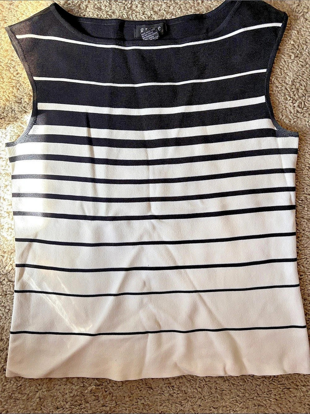 Grace Striped Tank Top in Black & White Size Medium Like New